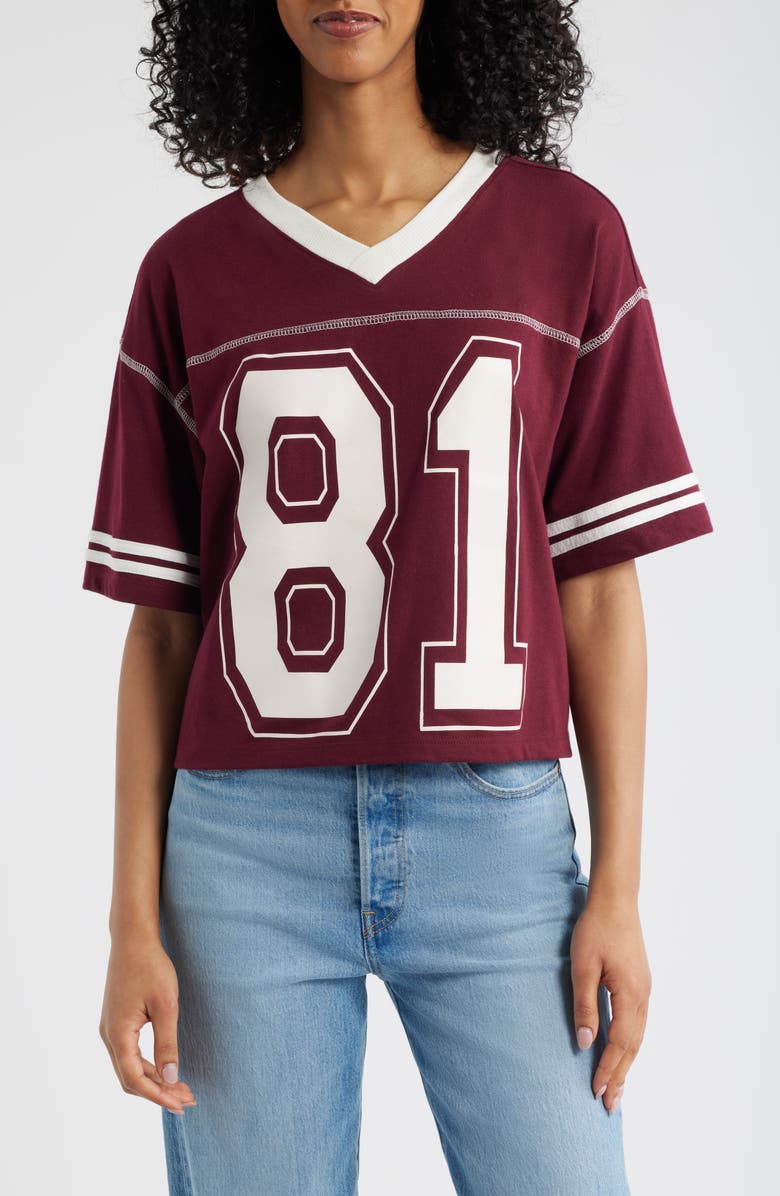 Vinyl Icons New York Cotton Graphic Football T-Shirt, Main, color, Red