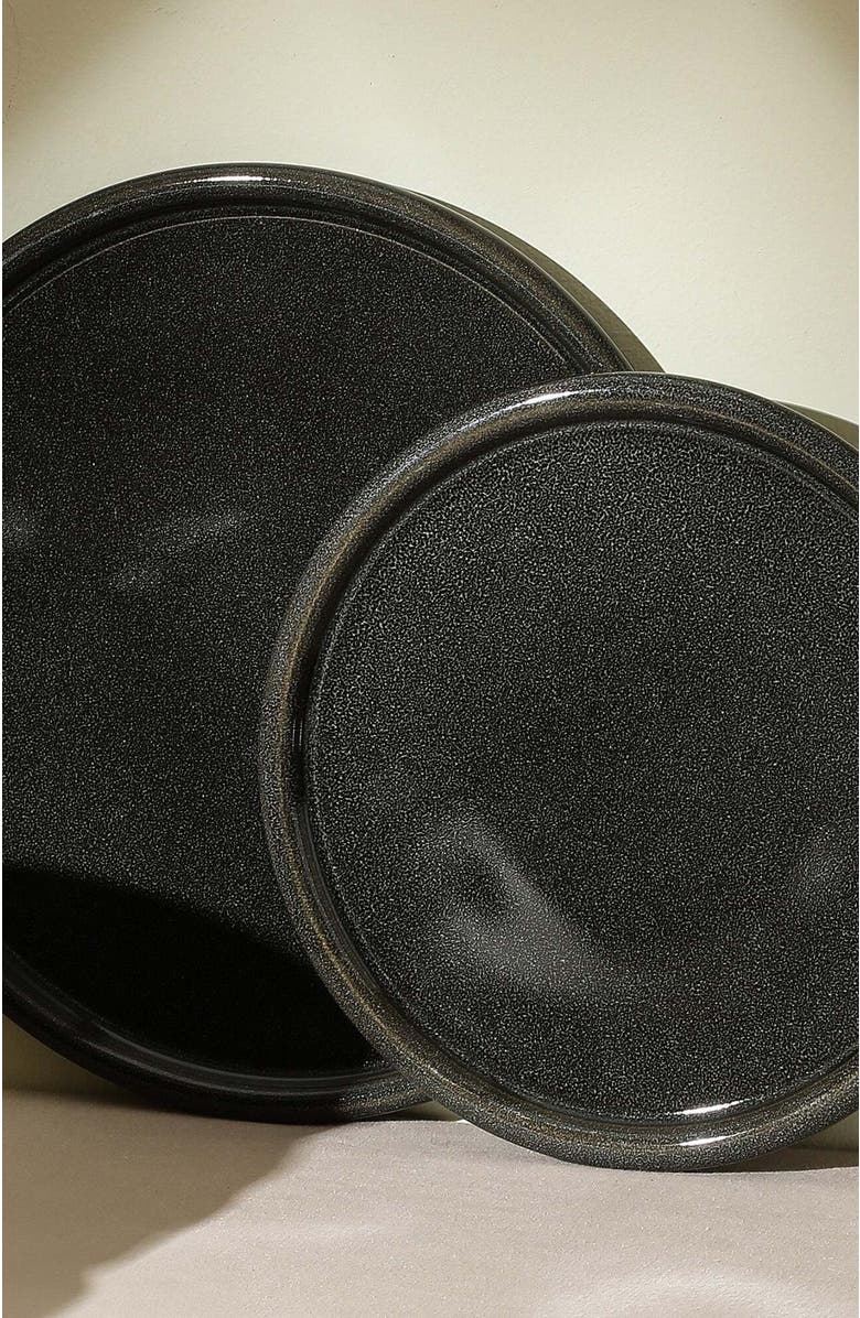 Stone Lain Eden Stoneware 4-Piece Dinner Plate Set, Alternate, color, Charcoal Grey