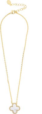 RIVKA FRIEDMAN Cubic Zirconia Halo Clover Pendant Necklace