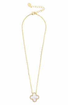 RIVKA FRIEDMAN Cubic Zirconia Halo Clover Pendant Necklace