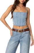 EDIKTED Tennessee Denim Corset Top