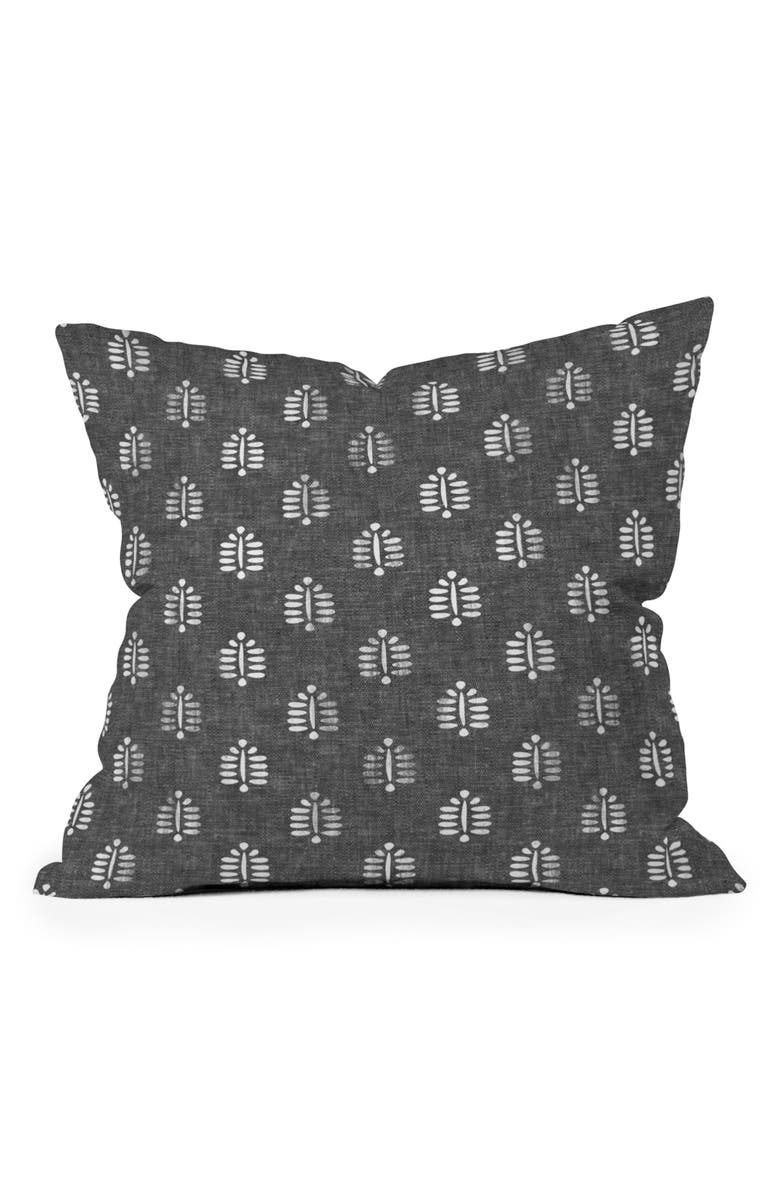 Deny Designs Fern Print Throw Pillow, Main, color, Black