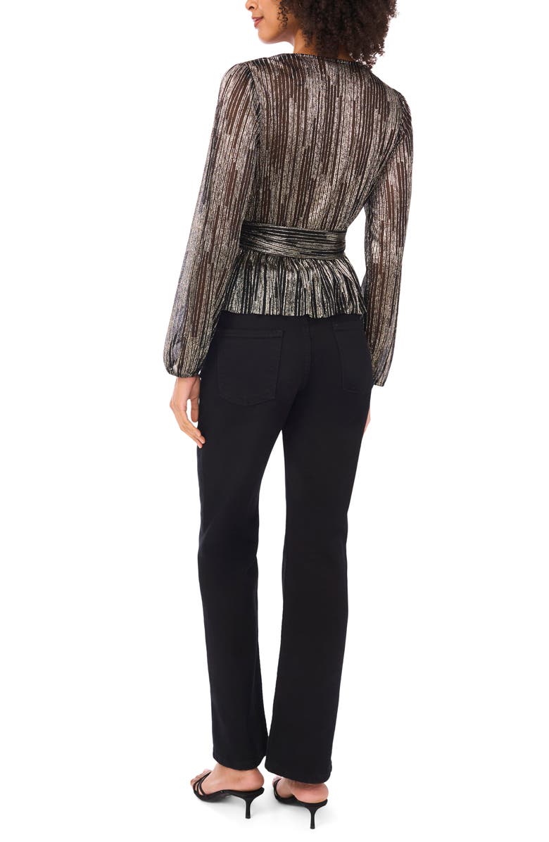Parker V-Neck Long Sleeve Sequin Top, Alternate, color, Black/ Gold