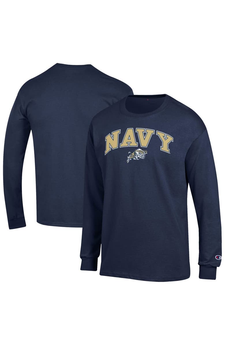 Champion Men's Champion  Navy Navy Midshipmen Arch Over Logo Long Sleeve T-Shirt, Alternate, color, Navy