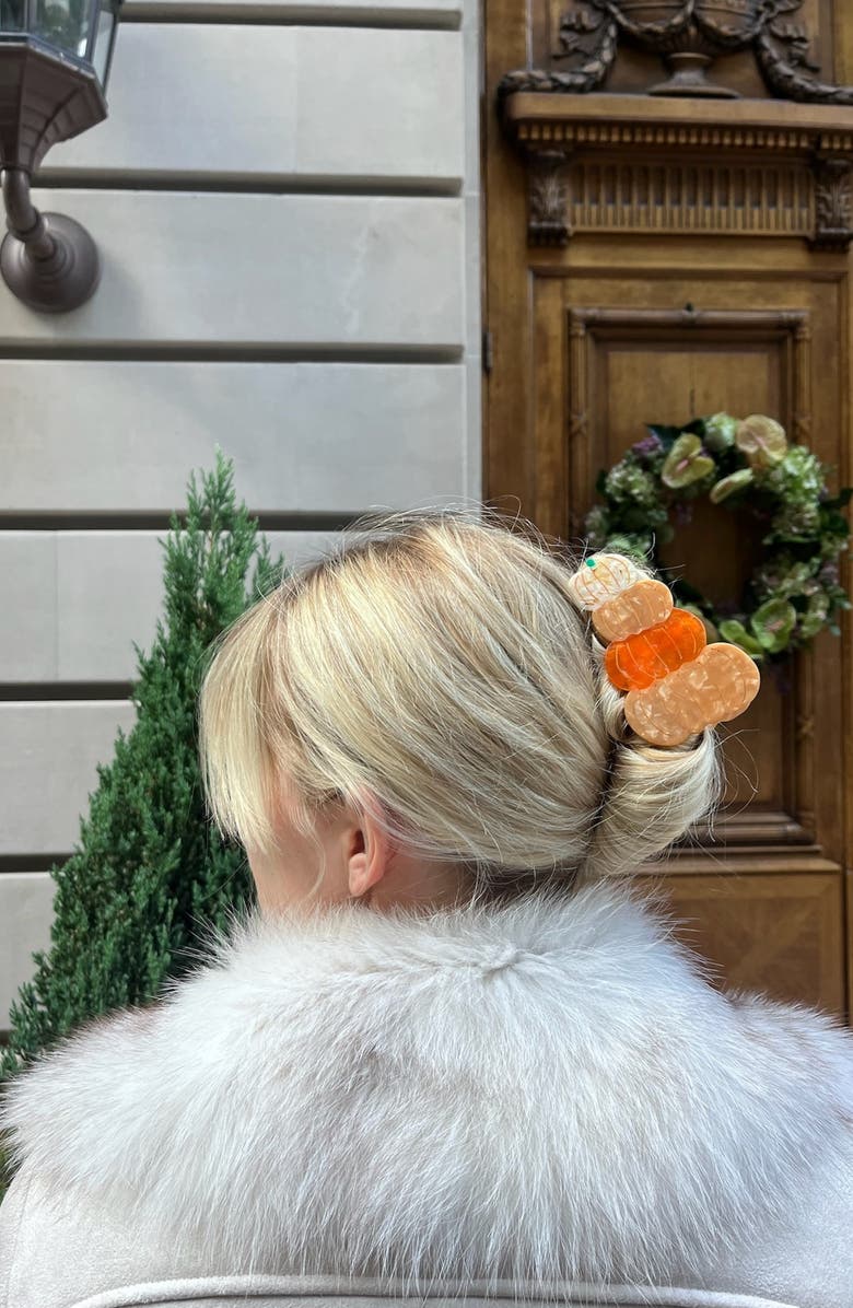 Solar Eclipse Pumpkin Stack Claw Clip, Alternate, color, Orange