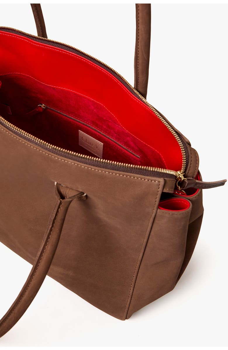 Clare V. Beatrice Nubuck Leather Tote, Alternate, color, Choco Bar