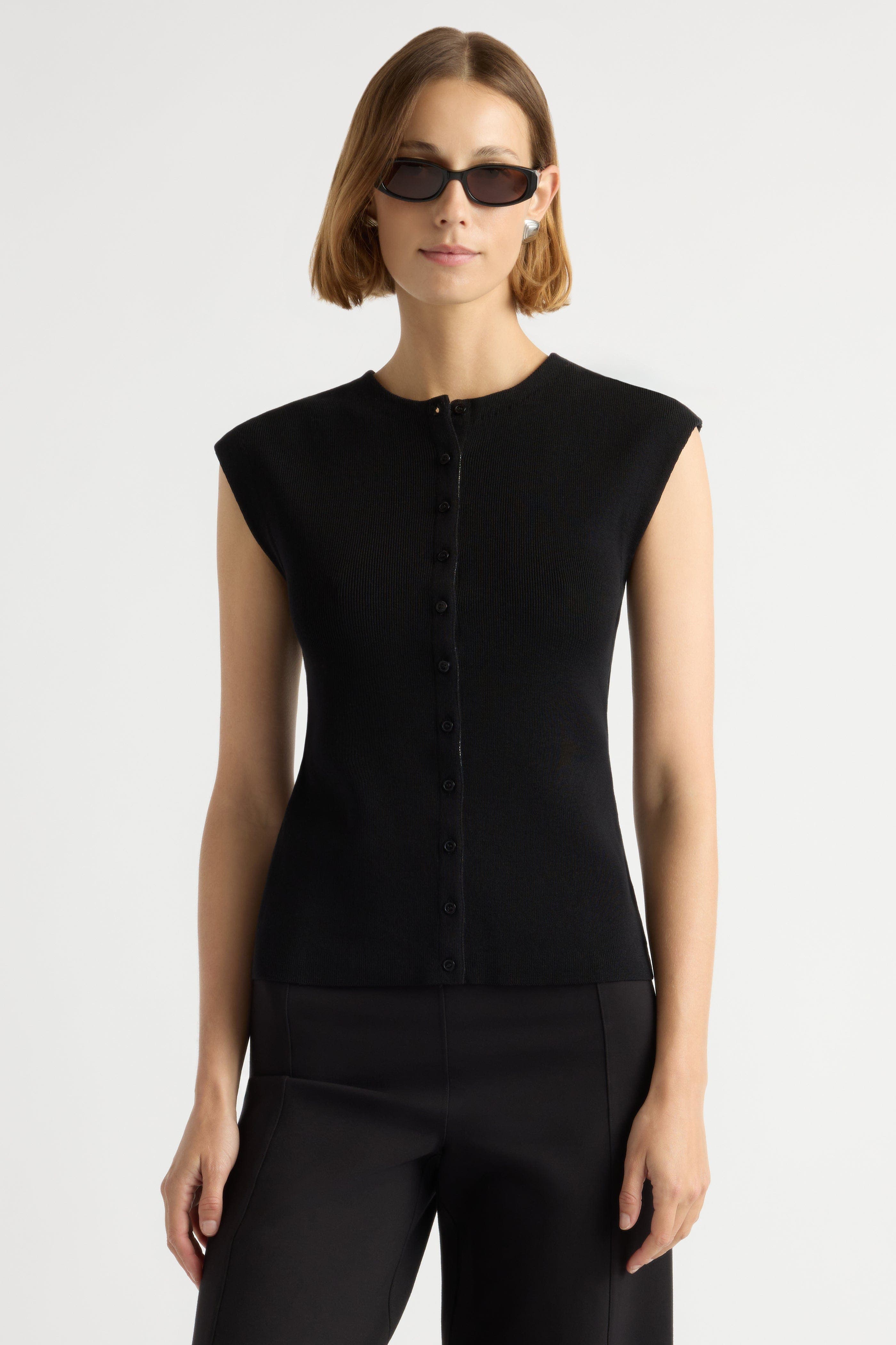 Solara Cotton Button Sweater Top