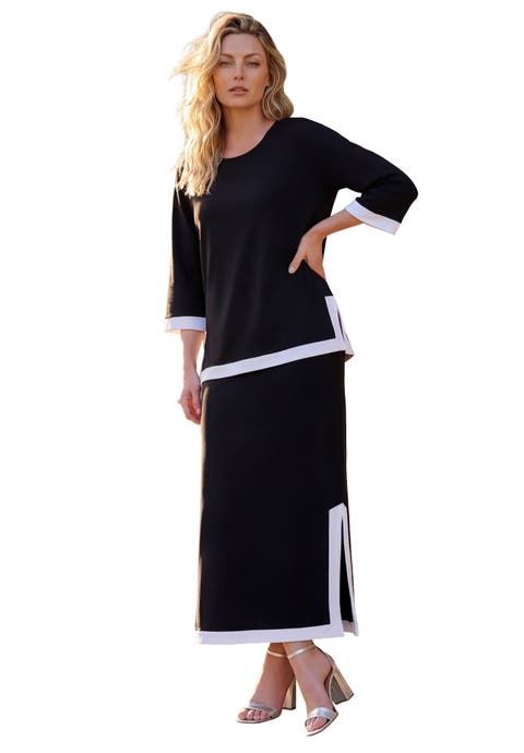 Plus Size French Terry Colorblock Hem Skirt Set