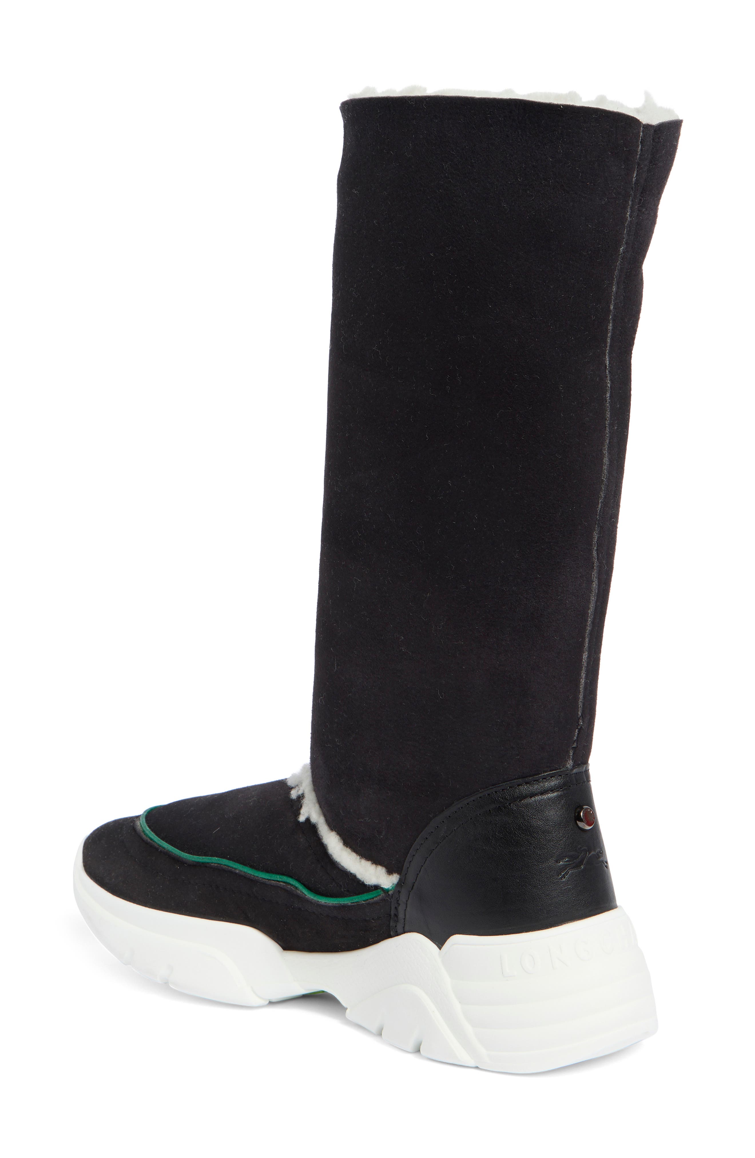 Longchamp Fleece Lined Tall Boot, Alternate, color, Black