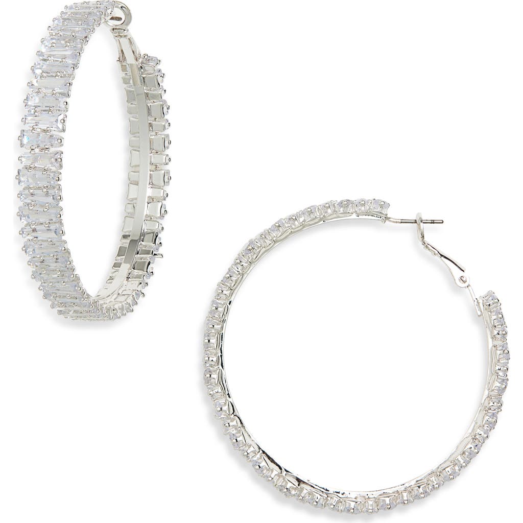 Tasha Baguette Cubic Zirconia Hoop Earrings