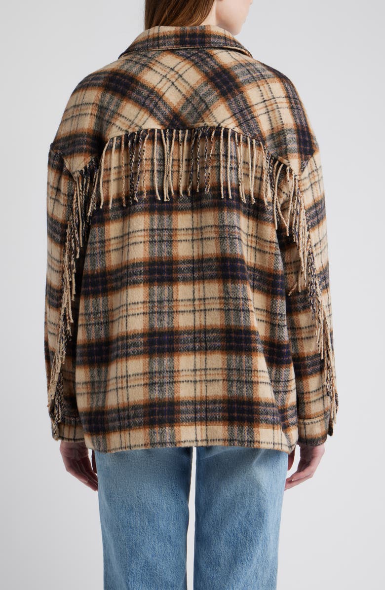 Thread & Supply Fringe Plaid Shacket, Alternate, color, Cream Navy Plaid