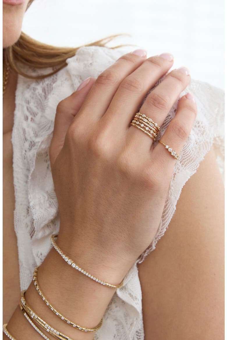 14k Gold Diamond Bead Ring, Alternate, color, YELLOW