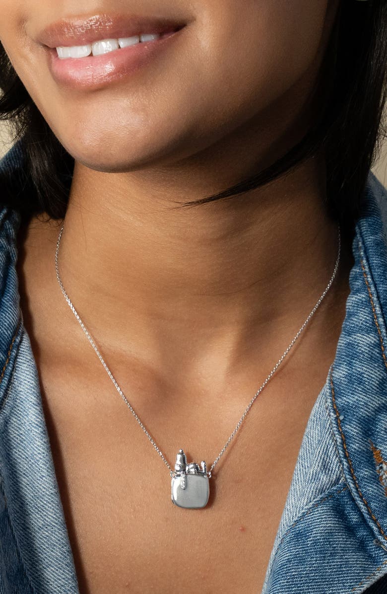 Monica Rich Kosann x PEANUTS<sup>®</sup> Viv Slim Locket Necklace in Sterling Silver, Alternate, color, Silver