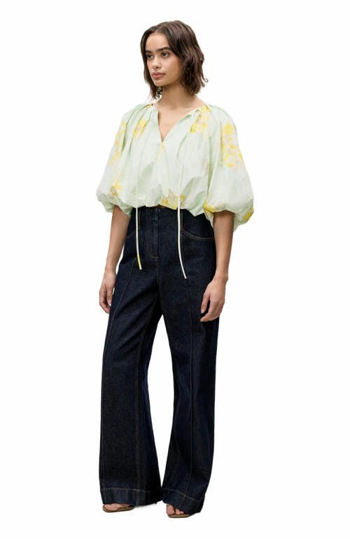 Rebecca Taylor Yara Bubble Top In Sage Combo
