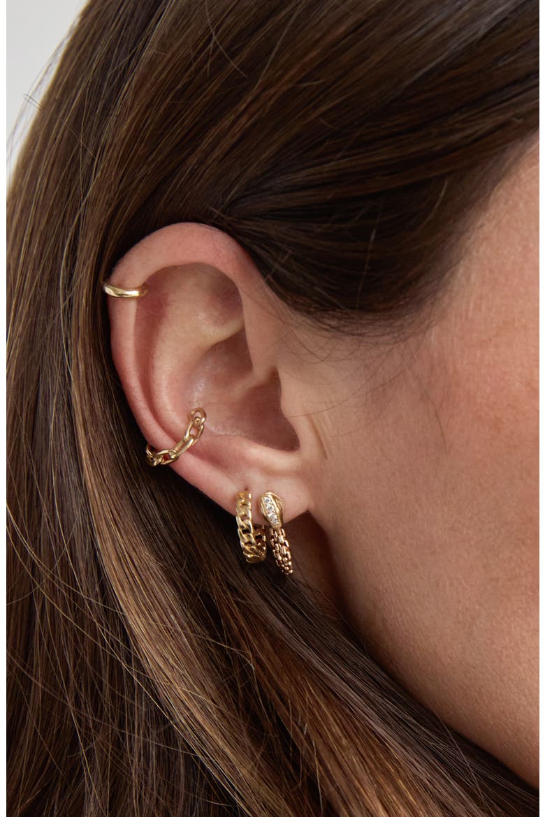 Small Curb Chain Hoop Earrings, Alternate, color, YELLOW GOLD