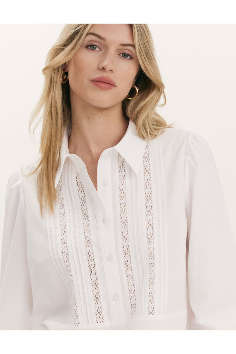 Remy Lace Detail Cotton Shirt, Alternate, color, White