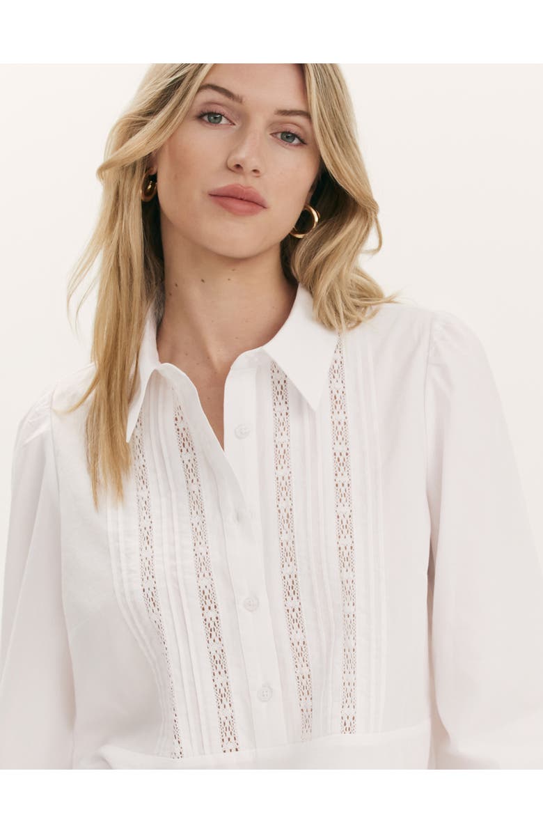 Finery London Remy Lace Detail Cotton Shirt, Alternate, color, White