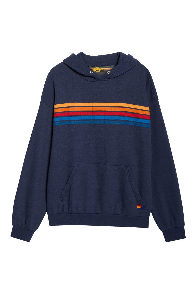 5 Stripe Hoodie, Alternate, color, NAVY