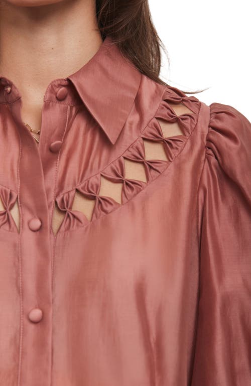 Mint Velvet Puff Sleeve Shirt With Cutouts In Pink