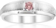 Bliss Diamond Mens Brushed Pink Diamond Lab Grown Wedding Brushed Anniversary Ring Gold