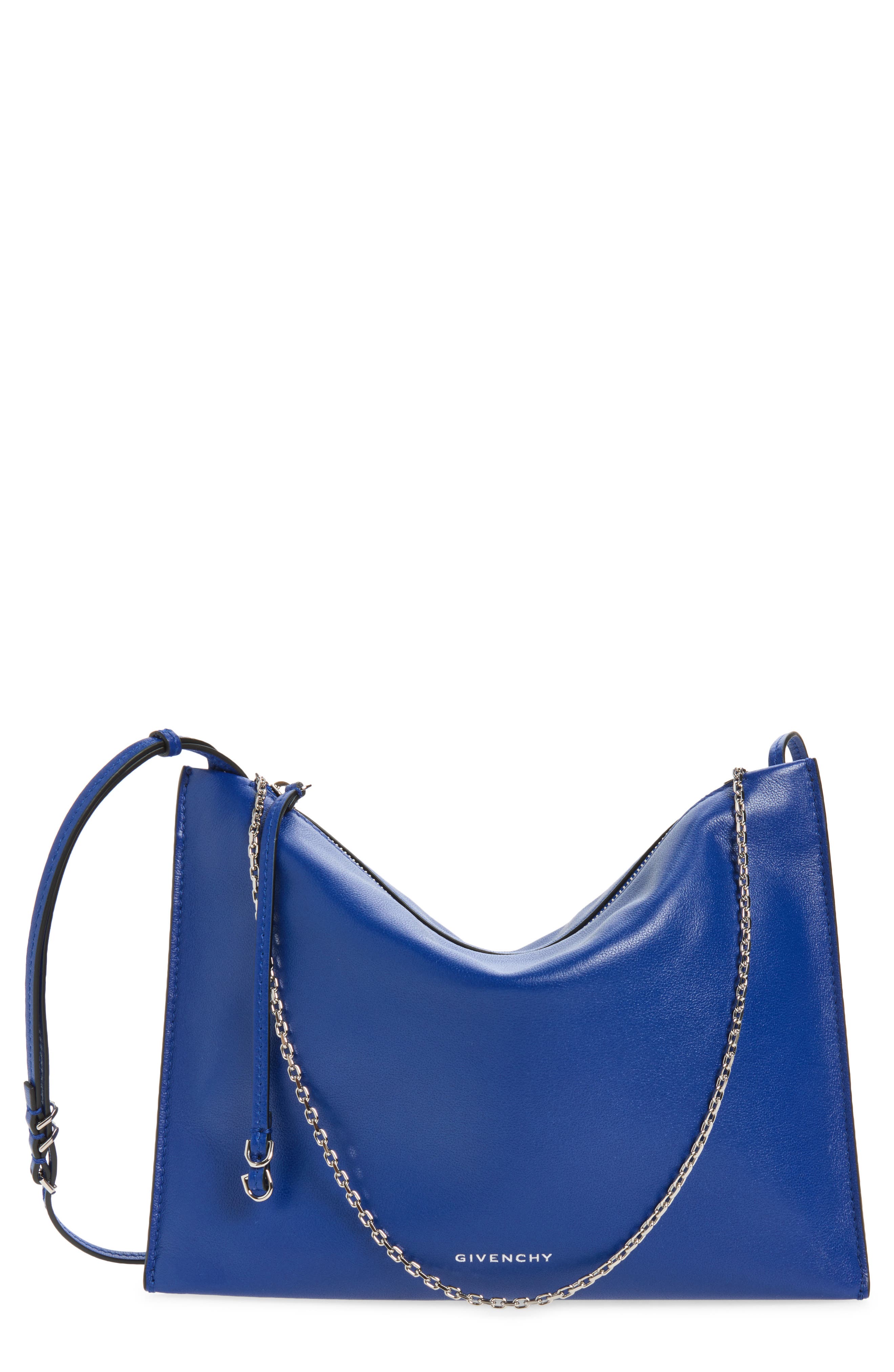 Voyou Shiny Leather Pouch Shoulder Bag, Main, color, BLUE