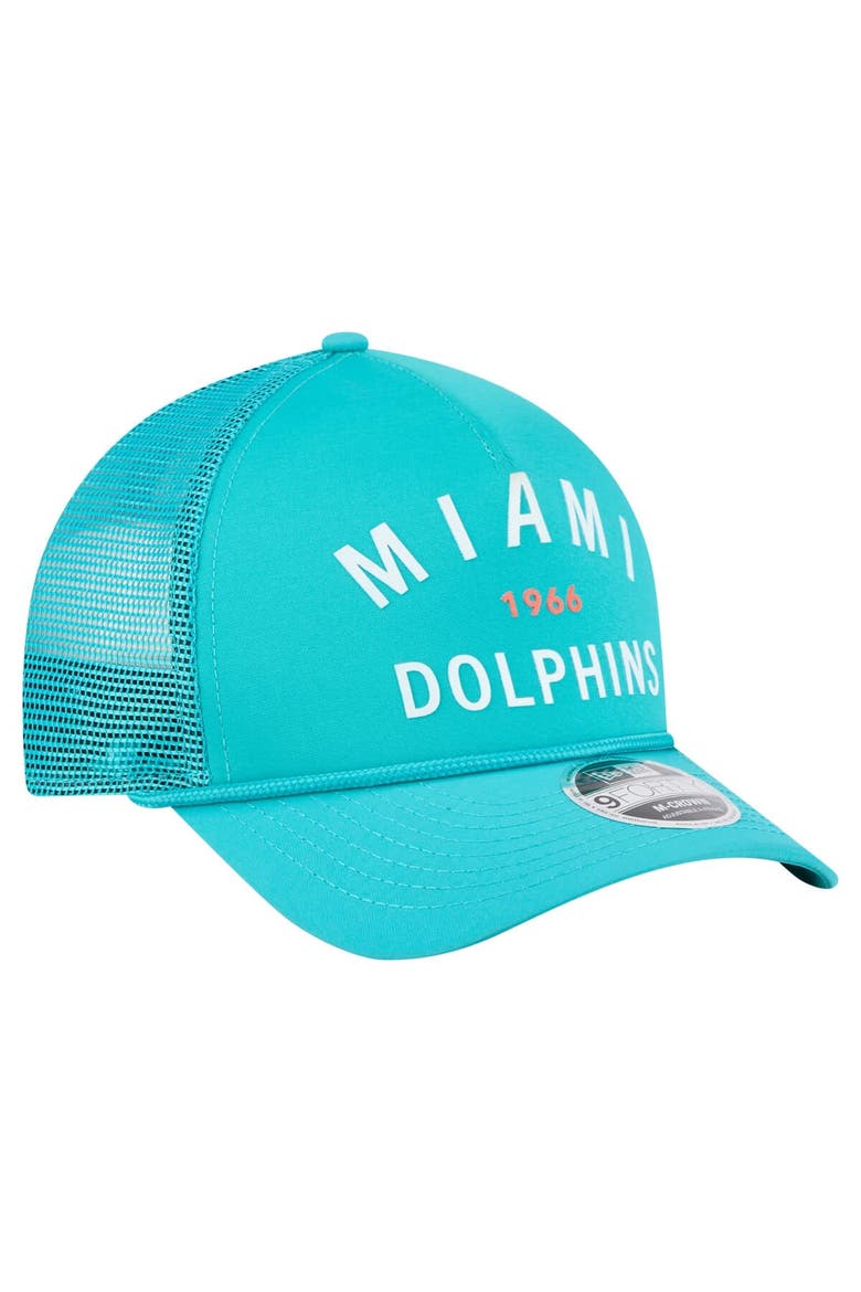 Men's New Era  Aqua Miami Dolphins Active Minimalist M-Crown A-Frame 9FORTY Adjustable Hat, Alternate, color, Aqua