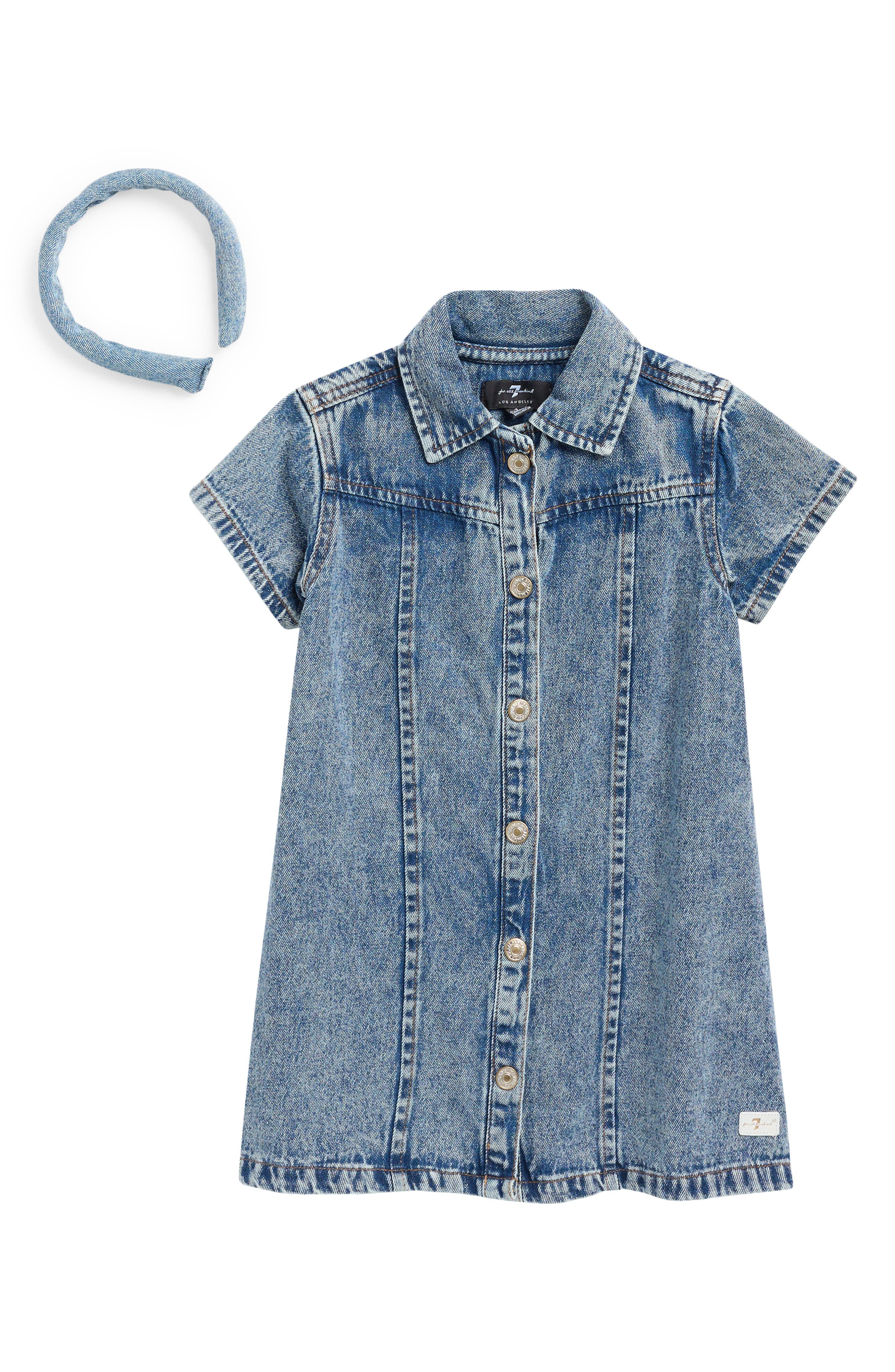 7 For All Mankind Kids' Denim Dress & Headband Set