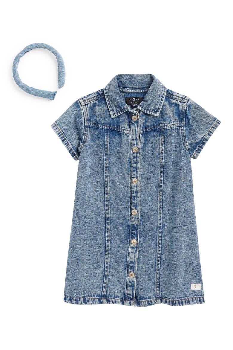 Kids' Denim Dress & Headband Set, Main, color, MEDIUM VINTAGE