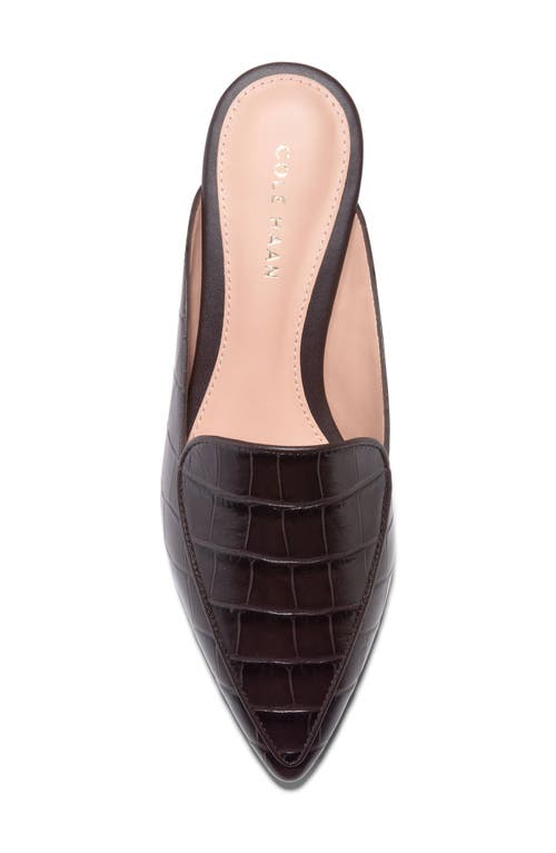 Cole Haan Piper Loafer Mule In Dark Chocolate Croc Leather
