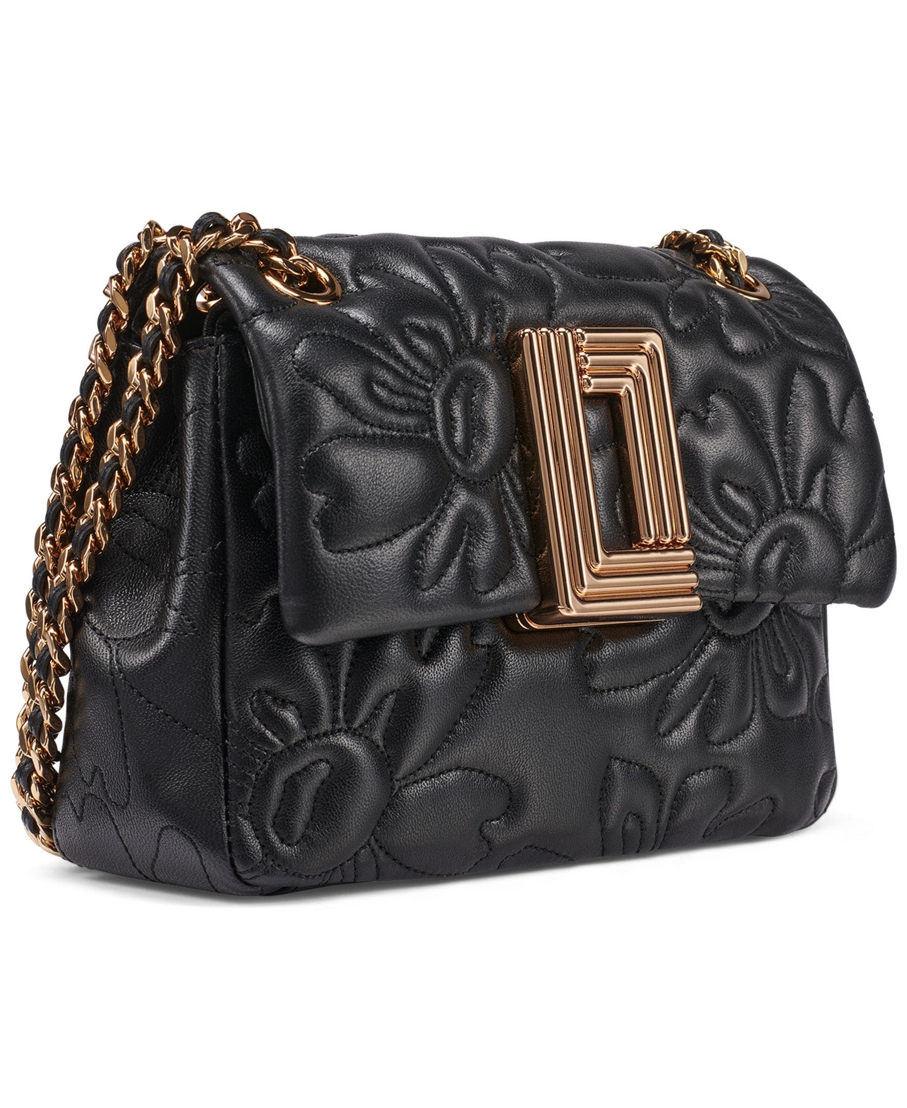 KARL LAGERFELD PARIS Lafayette Quilted Floral Crossbody, Alternate, color, Black/Gold