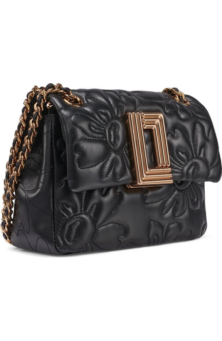 KARL LAGERFELD PARIS Lafayette Quilted Floral Crossbody, Alternate, color, Black/Gold