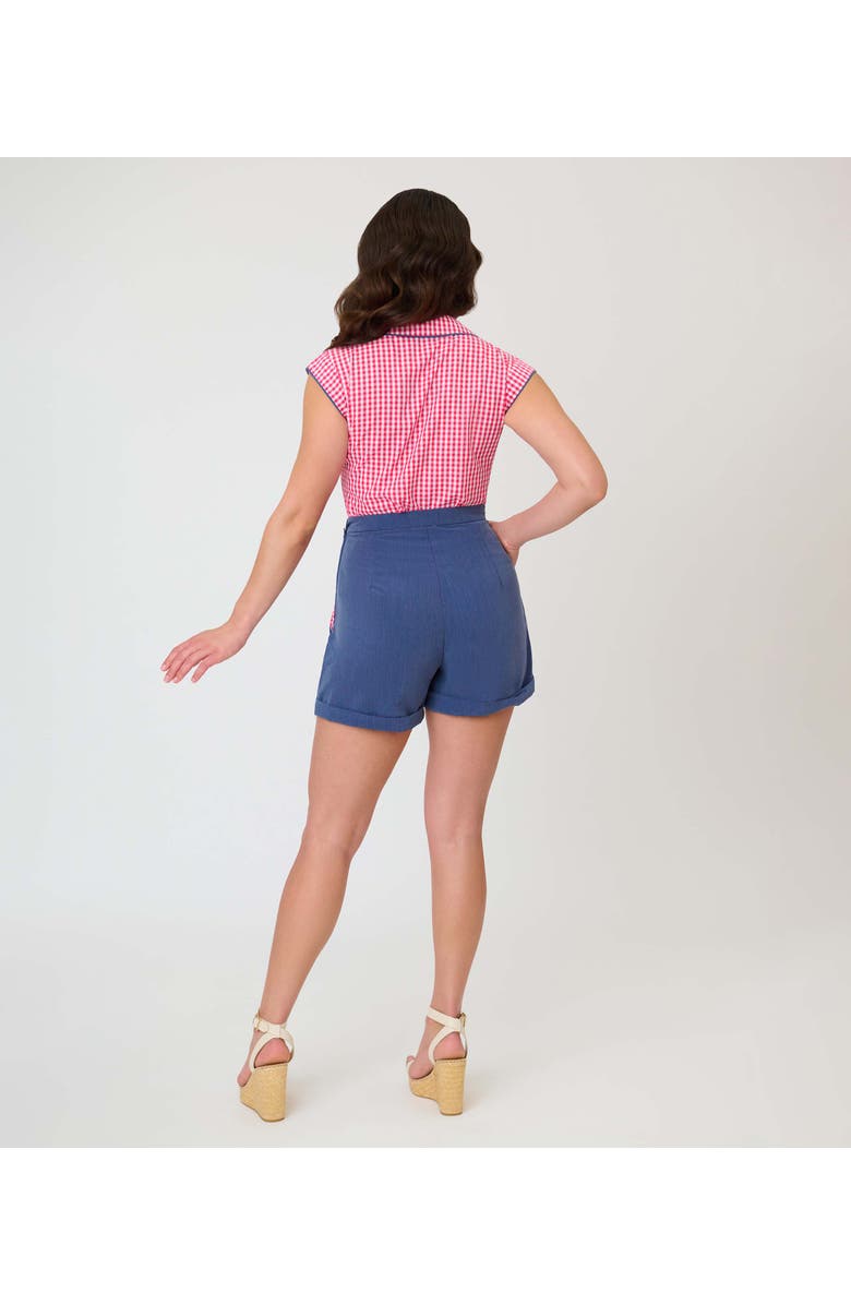 Unique Vintage High Waist Shorts, Alternate, color, Blue W/ Gingham Print