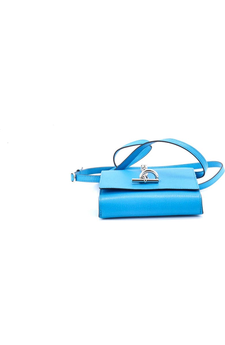 Pre-Owned Hermes Chaine d'Ancre Compact Wallet on Strap Chevre Mysore, Alternate, color, Bleu Zanzibar
