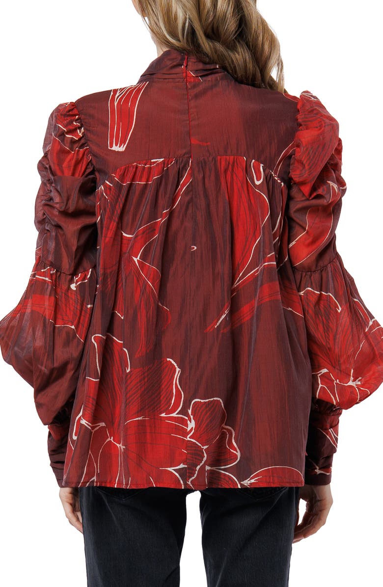 CIEBON Lynn Puff Balloon Sleeve Top, Alternate, color, Burgundy/ Red