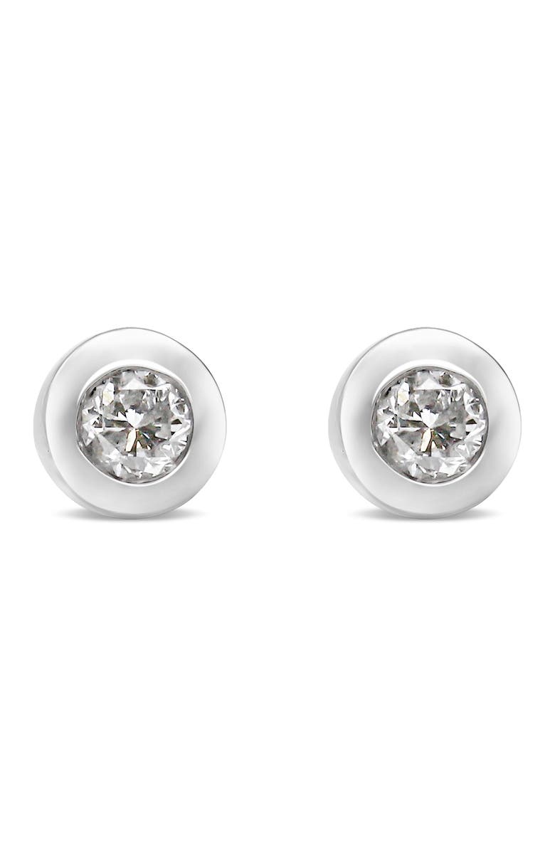 Haus of Brilliance 10K White Gold 1/5 Ct Near Colorless Diamond Bezel- Stud Earrings, Main, color, White
