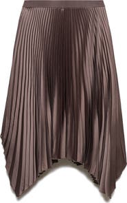MANGO Handkerchief Hem Pleated Skirt
