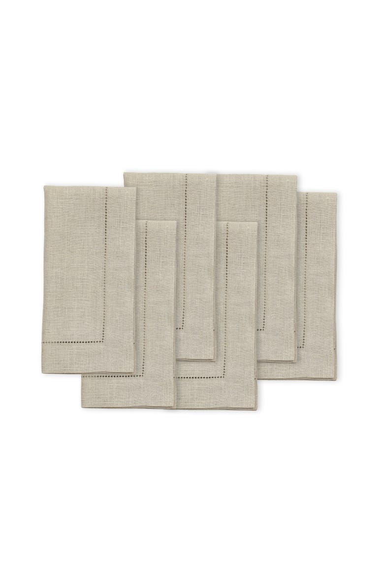 Linen Dinner Napkins Set of 4, 20 x 20" - Classic Hemstitch, Main, color, Natural