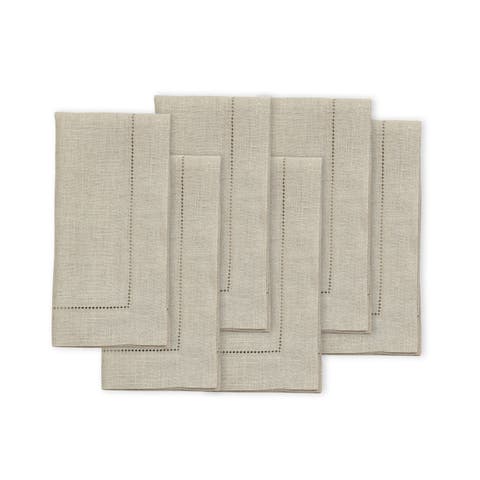 Linen Dinner Napkins - Classic Hemstitch - Set of 6, 20" x 20"