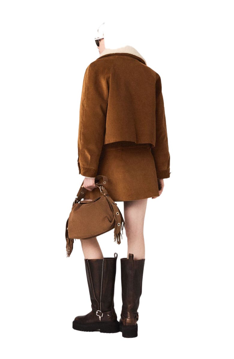 maje Cropped corduroy jacket, Alternate, color, Camel