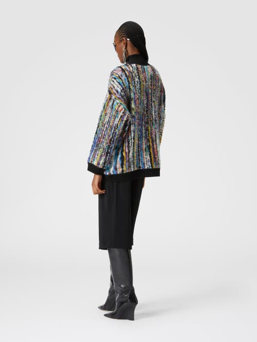 Shop Missoni Oversized Wool And Mohair Bouclé Cardigan In Black & Multicoloured