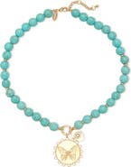Ramy Brook Reva Butterfly Pendant Synthetic Turquoise Bead Necklace