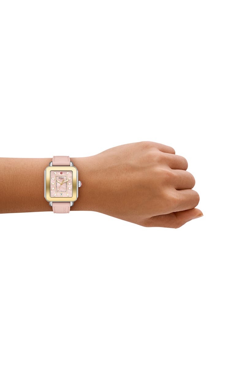 MICHELE Deco Sport Silicone Strap Watch, 34mm x 36mm, Alternate, color, Pink