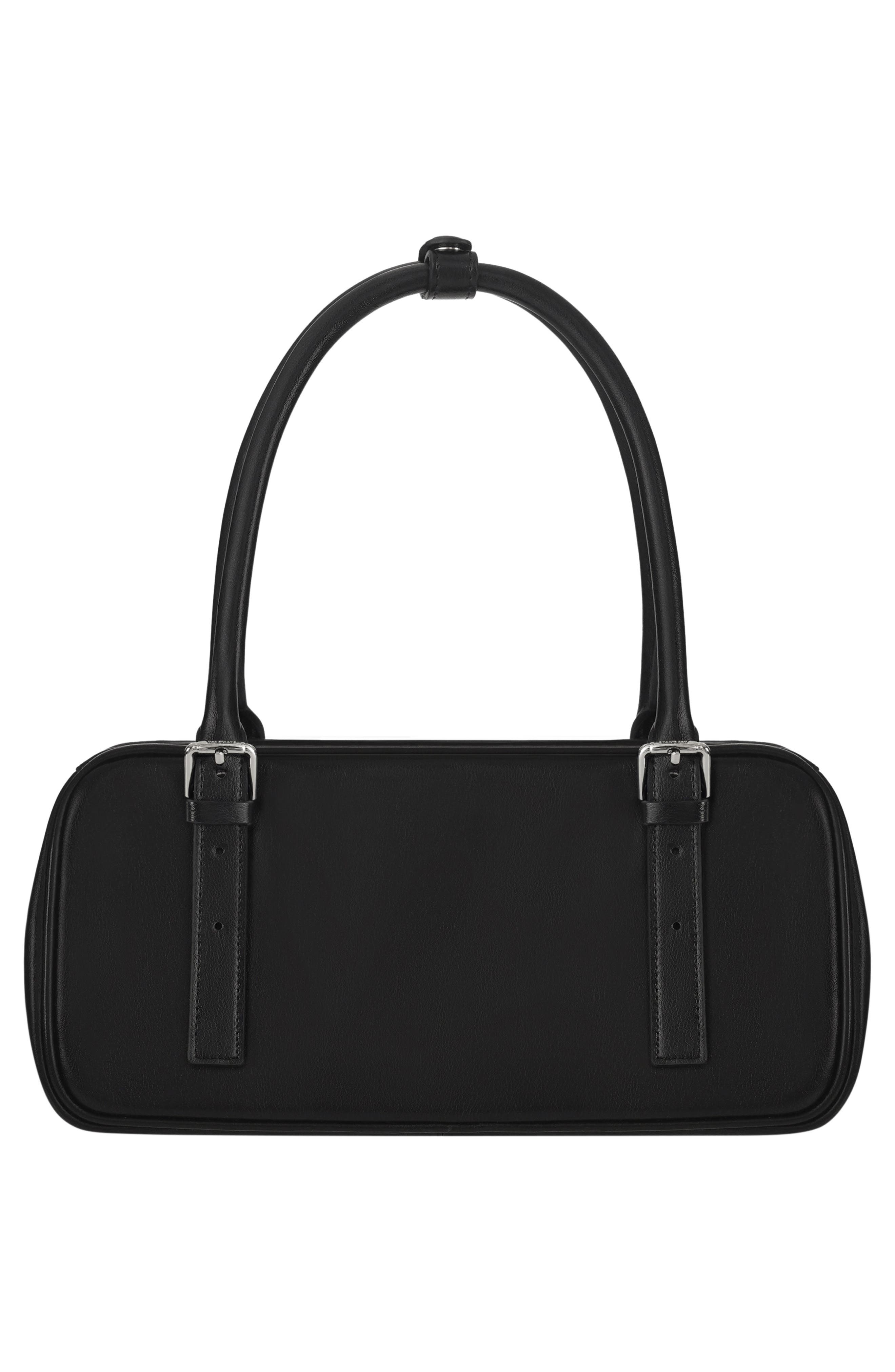 Stand Oil Faux Leather Square Bowling Bag, Alternate, color, Black