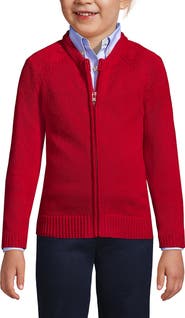 Lands' End School Uniform Girls Cotton Modal Zip-front Cardigan Sweater