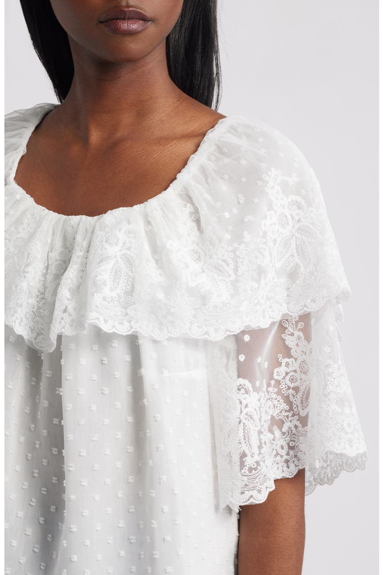Lace Off the Shoulder Top, Alternate, color, WHITE