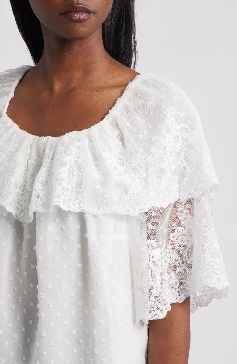 Lipsy Lace Off the Shoulder Top, Alternate, color, White