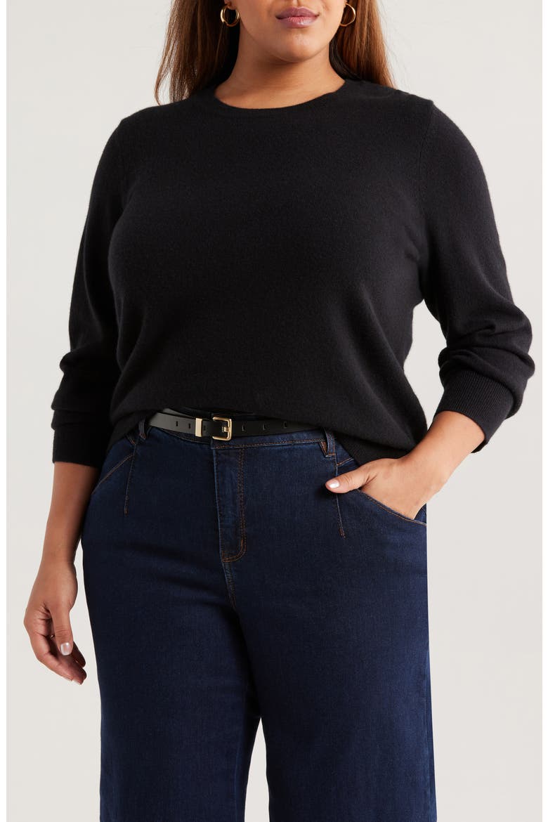 Cashmere Crewneck Sweater, Main, color, BLACK ROCK