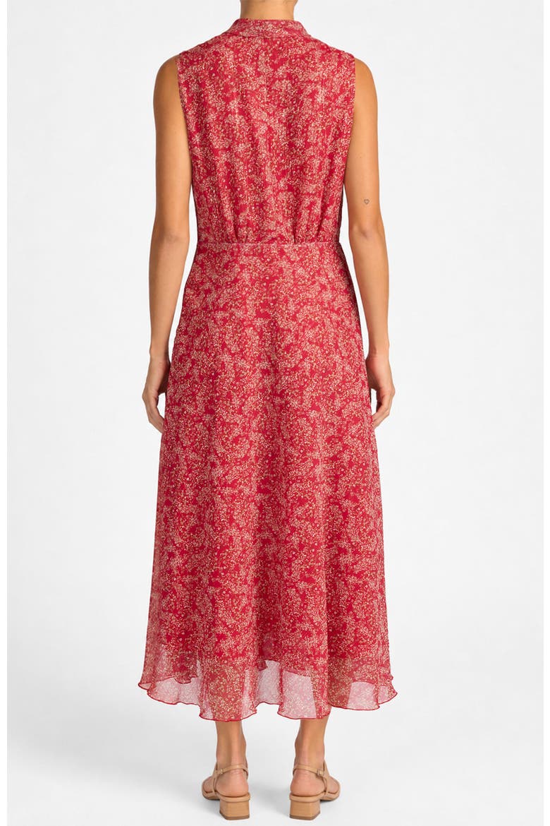 Petra Sleeveless Mock Neck Midi Dress in Printed Georgette, Alternate, color, Chili Pepper