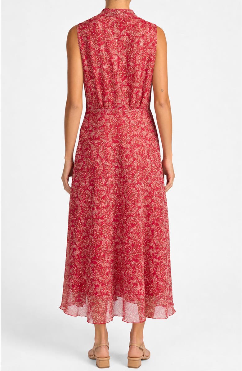 Santorelli Petra Sleeveless Mock Neck Midi Dress in Printed Georgette, Alternate, color, Chili Pepper