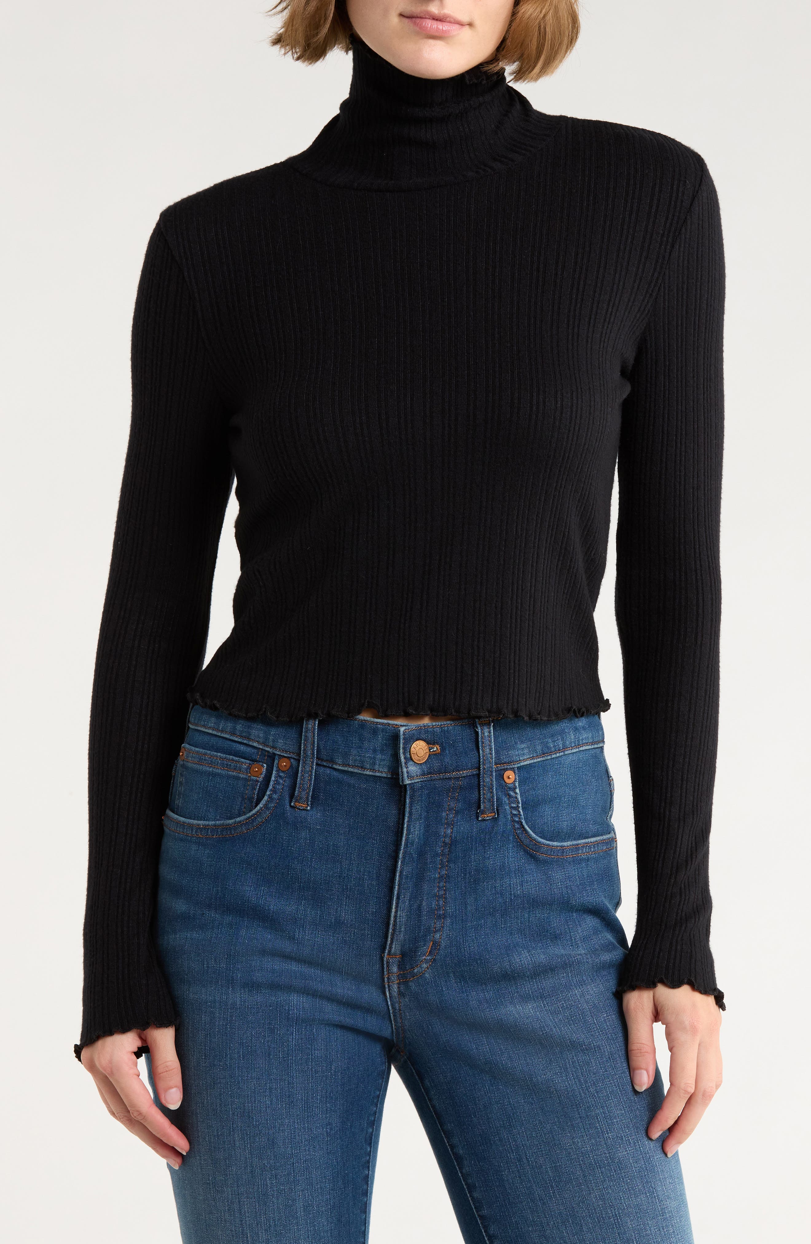 Madewell Ribbed Long Sleeve Turtleneck Crop Top